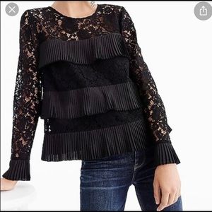 J. Crew tiered Ruffle Lace Sleeve Blouse